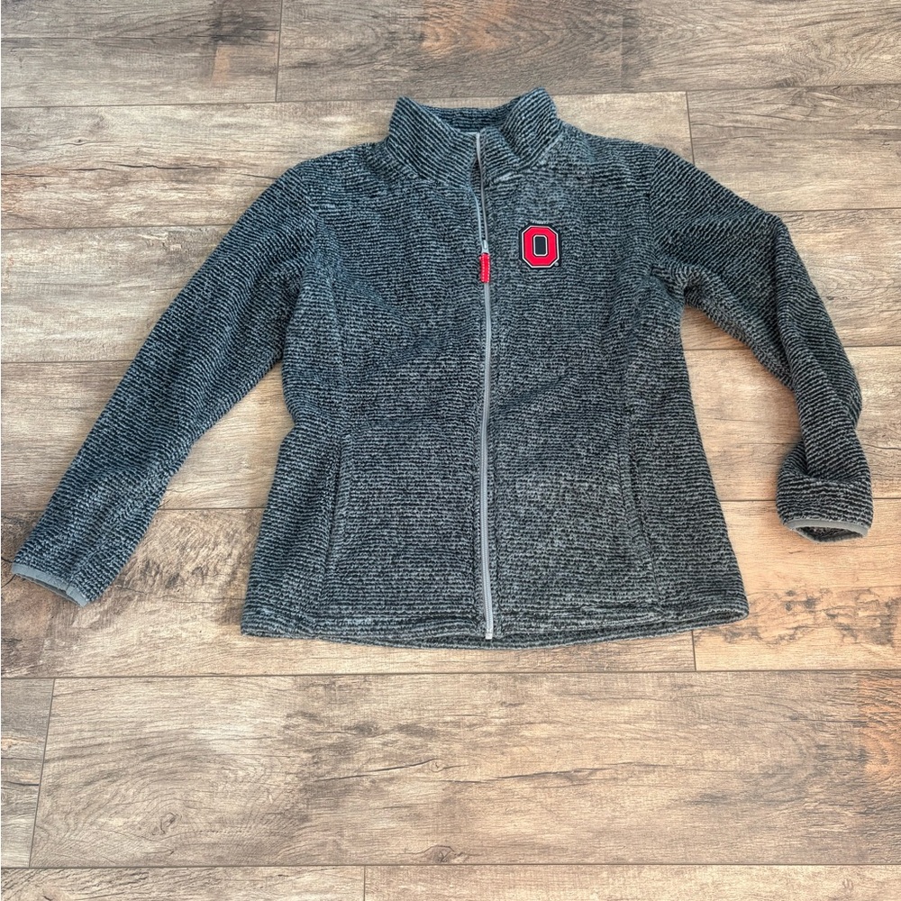 Women's Gray Teddy Ohio State Jacket with Red Detail